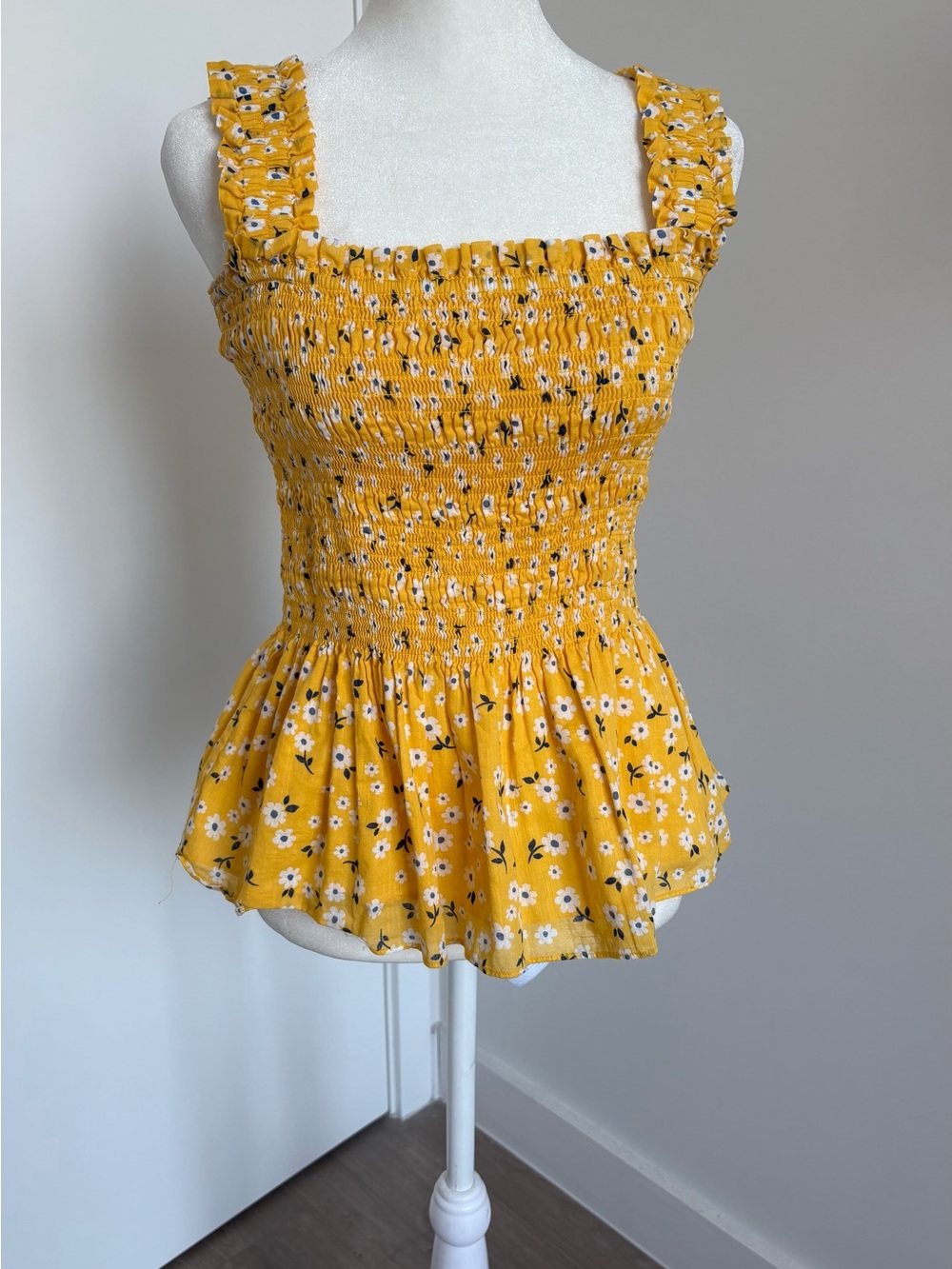 Kate Spade shirred sleeveless top yellow